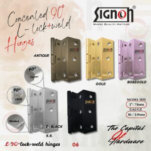 CONCEALED L - 90 DEGREE WELDED + LOCK HINGES (LSH-005)